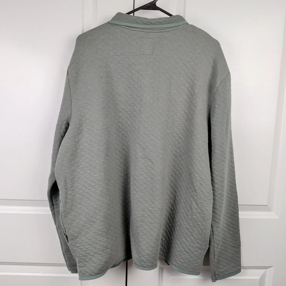 Quilted Heritage Cabincore Mens XXL Snap Mock Neck Pullover Shacket Sage Green
